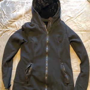 Faux fur lined sweatshirt